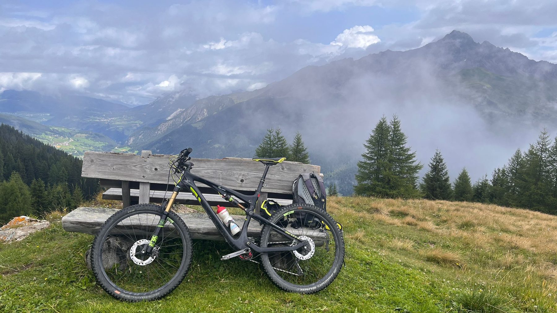 Mountain bike resting in the Alps