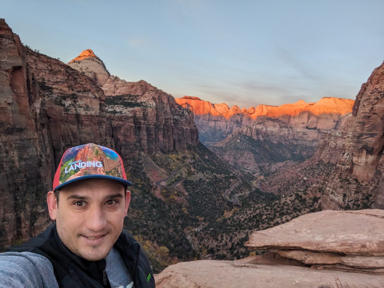 Zion National Park overlook at sunrise